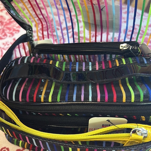 Cosmetic bags bundle of 4 new sheer with rainbow stripes NWT - Picture 3 of 4